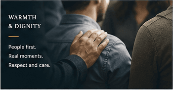 A supportive hand resting on a person's shoulder